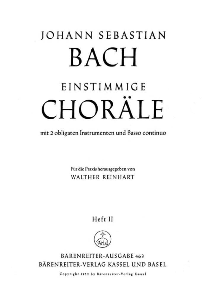 Einstimmige Chorale aus den Kantaten, Heft 2